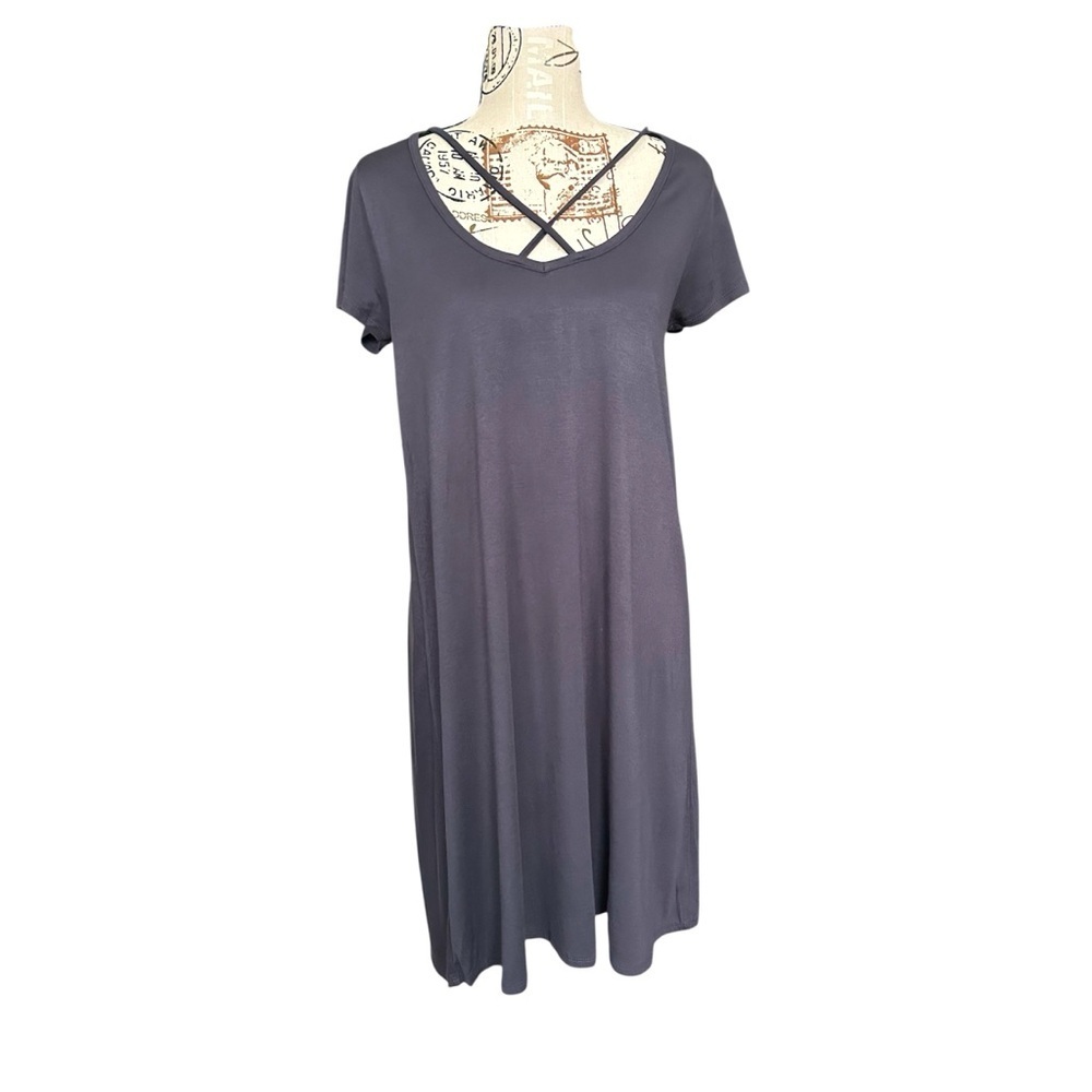 5/$25 Survival women’s charcoal viscose easy to wear t-shirt dress size small
